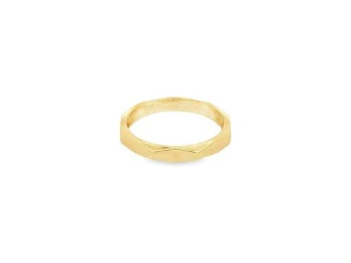 18K Yellow Gold Faceted Band Ring with Angled Edges